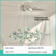 Crystal Floral Ring Chandelier Chrome Pendant Light