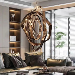 Geometric Rose Gold Crystal Chandelier Light Fixture Pendant