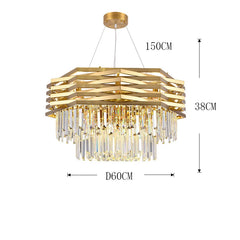 Gold Tiered Crystal Chandelier Hanging Pendant Light