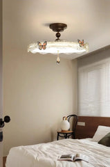 Bronze Butterfly Drum Semi-Flush Ceiling Light with Crystal Accent