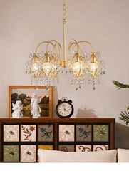 Gold Crystal Teardrop Chandelier Hanging Pendant Light