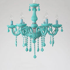 Cyan Crystal Chandelier Tear Drop Accent Hanging Pendant Light