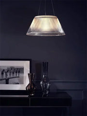 Ribbed Frosted Glass Drum Pendant Light with Modern Style Shade