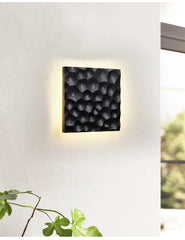 Textured Stone Geometric Wall Sconce with Backlight Illumination