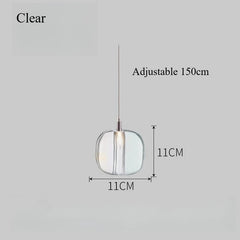 Smoked Gray Amber Clear Crystal Ball Pendant Light