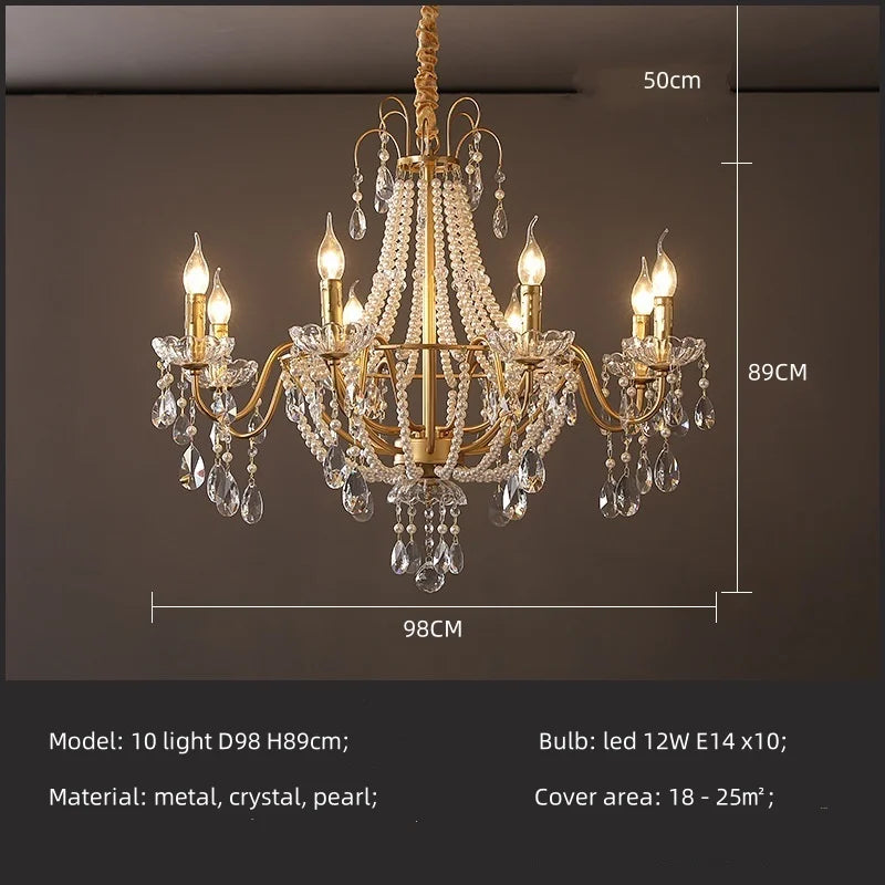 Chandelier with dimensions and technical specifications on a dark background