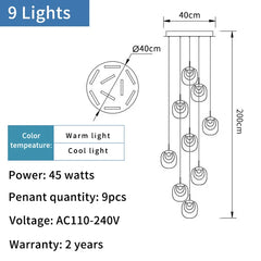 Technical drawing of a pendant light fixture with dimensions and specifications.