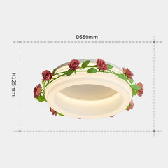 White Flower Ring Semi-Flush Ceiling Light LED