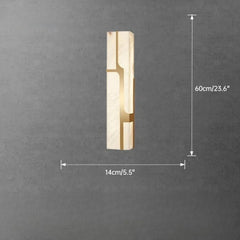 Wall-mounted light fixture with dimensions on a gray background