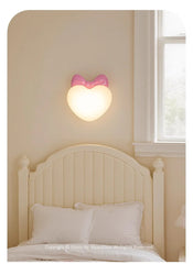 Pink Bow Heart Wall Sconce Light for Kids Room or Nursery