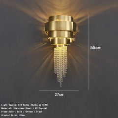 Tiered Crystal Waterfall Chandelier with Gold Finish Metal Frame