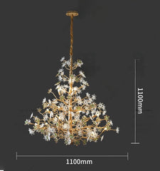 Solid Brass Branch Crystal Chandelier - Creative Tree Art Lighting