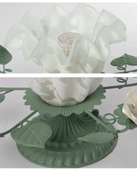 Green Flower Flush Mount Ceiling Light with White Roses