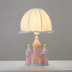 Pink Castle Table Lamp Children's Room Fabric Shade Accent Lamp