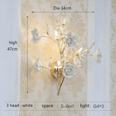 Gold Flower Crystal Wall Sconce Light Multi-Arm