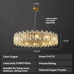 Gold Crystal Tiered Chandelier Hanging Pendant Light