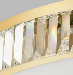 Ceiling light fixture with crystal-like panels on a neutral background