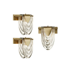 Gold Waterfall Wall Sconce with Sculptural Glass Shade