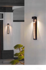 Modern Black Sconce with Natural Stone Accent and Up/Down Light