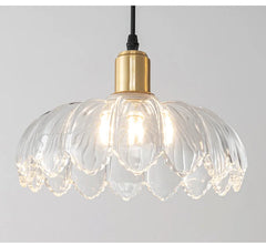 Gold Floral Glass Semi-Flush Mount Ceiling Light