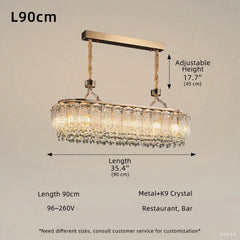 Chandelier with dimensions and specifications on a beige background
