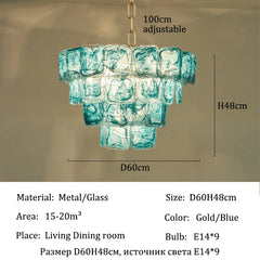 Gold Tiered Glass Chandelier Hanging Pendant Light