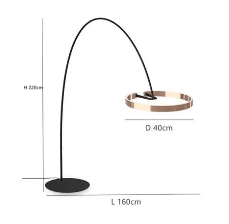 Floor lamp with dimensions labeled on a white background