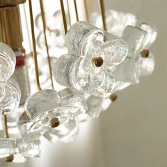 Gold Floral Crystal Chandelier Pendant Light with Petal Shades