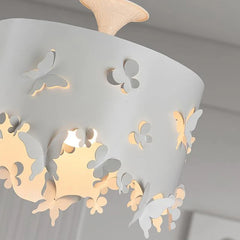 Cream Style Butterfly Drum Pendant Light
