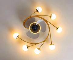 Gold Multi-Arm Ceiling Fan Light Fixture