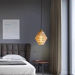 Glass Tiered Pendant Light with Brass Accents Fixture