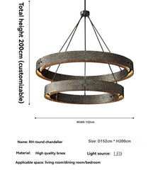 Chandelier with dimensions and specifications on a white background