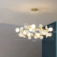 Gold Starburst Branch Chandelier with Globe Shades