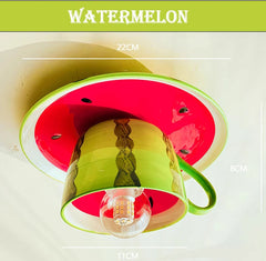 Watermelon Slice Ceramic Cup Flush Mount Ceiling Light Fixture