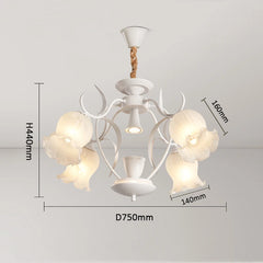 Green Floral Tulip Semi-Flush Ceiling Light with Frosted Glass Shades