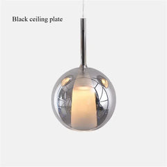 Rose Gold Glass Globe Pendant Light with Polished Metal Frame