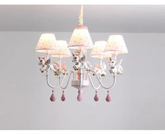 Pink White Unicorn Chandelier Children's Room Flush Mount Light