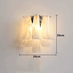 Chrome Finish Petal Glass Sconce with Pink Frosted Bell Shades