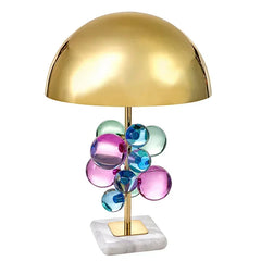 Gold Crystal Globe Cluster Table Lamp with Marble Base