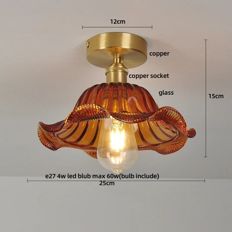 Ceiling light fixture with measurements and component labels on a gray background