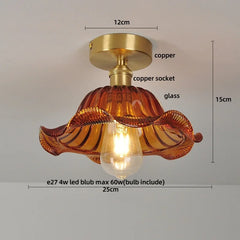 Ceiling light fixture with measurements and component labels on a gray background