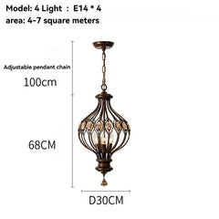 Bronze Floral Crystal Chandelier Pendant Light with Amber Gem Accents