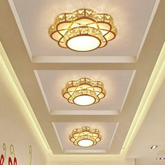 Gold Crystal Flower Flush Mount Light