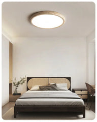 Round Stone Texture Flush Mount Ceiling Light Subtle Natural Finish