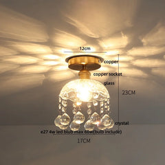 Ceiling light fixture with measurements on a neutral background