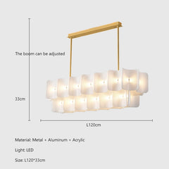 Modern Gold Acrylic Wave Chandelier with Tiered Design