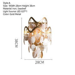 Gold Wavy Shell and Crystal Waterfall Wall Sconce