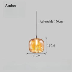 Smoked Gray Amber Clear Crystal Ball Pendant Light