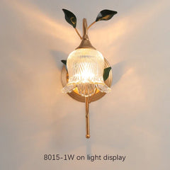 Gold Flower Wall Sconce Clear Glass Shade