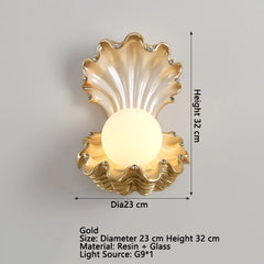 Seashell Wall Sconce Gold and Pink Pearl Accent Wall Light